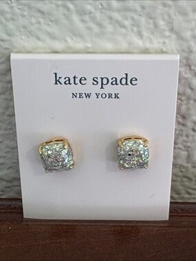 kate spade iridescent glitter square stud earrings - gold-tone